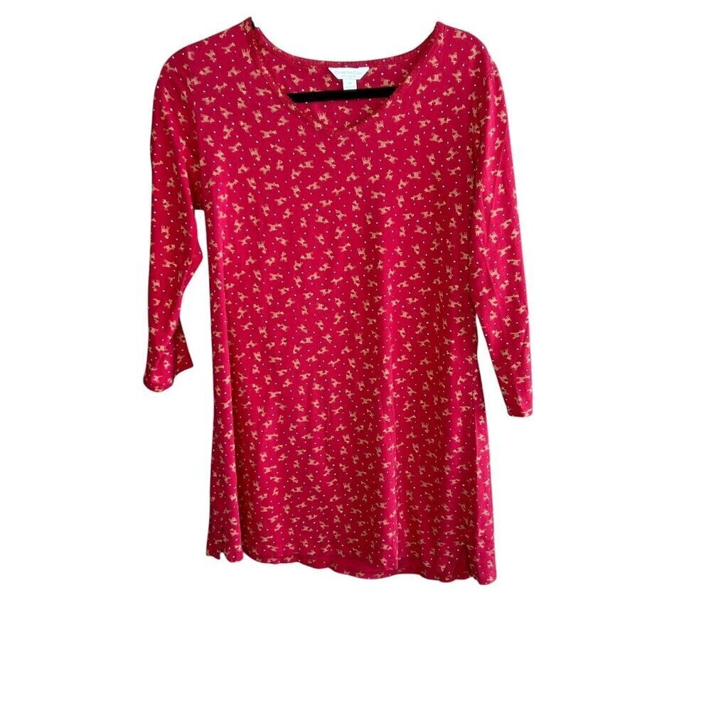 Charter Club Intimates Red Christmas Reindeer Sleepshirt Nightshirt Gown Size M